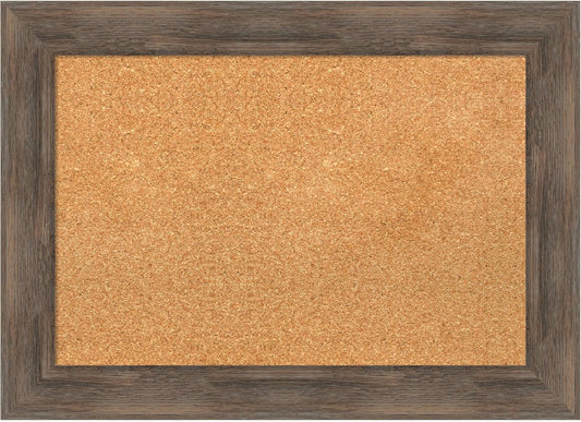 Amanti Art Natural Cork Board for Wall, 21x29 Vision Board with Brown Wood Frame, Medium Corkboard Office Decor for Home Organization, Country Rustic Corkboard Pinboard to Display Items for Home