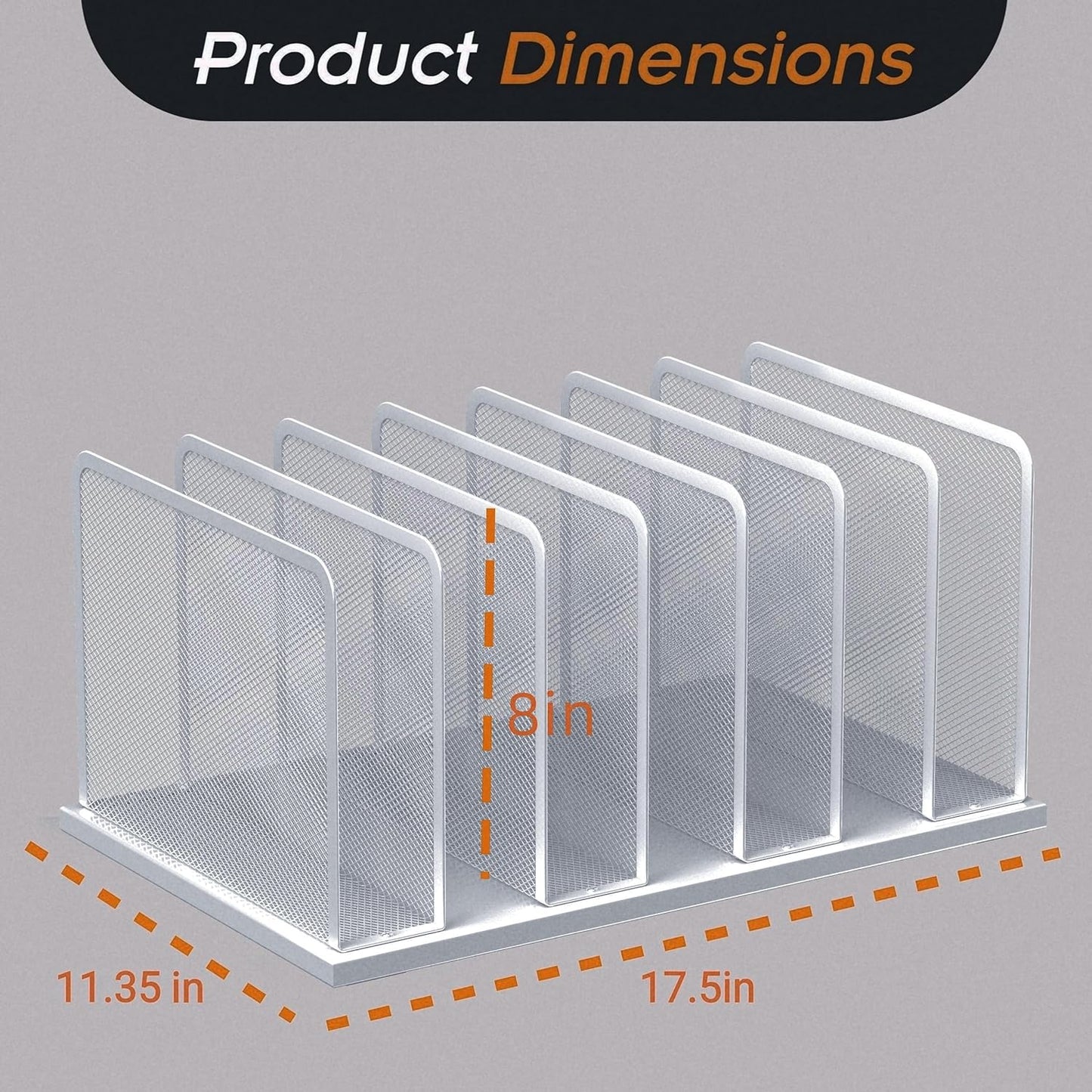 Kuntine.B Desk File Organizer Upright Mesh Desktop Organizer File Sorter Office Organization File Holder for Home, Office & Classroom (Silver, 2 Pack 7-Section)