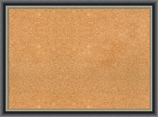 Amanti Art Natural Cork Board for Wall, 23x31 Vision Board with Black Wood Frame, Medium Corkboard Office Decor for Home Organization, Modern Contemporary Corkboard Pinboard to display items for home