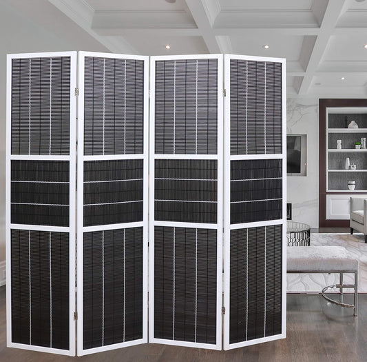 4 Panel 6ft Tall Modern Style Standing Wall Partition Room Divider Panel Indoor Separation, Folding Privacy Screens, Living Room, Partition & Space Divider, Freestanding Inexpensive