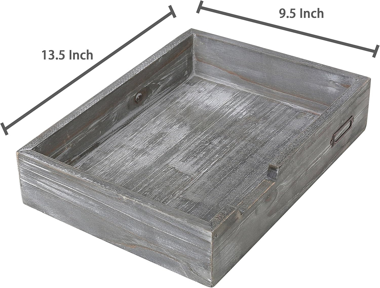 Set of 2 Ash Gray Wood Office Desktop Document Letter Paper Trays, Stackable Decorative Multipurpose File Organizer