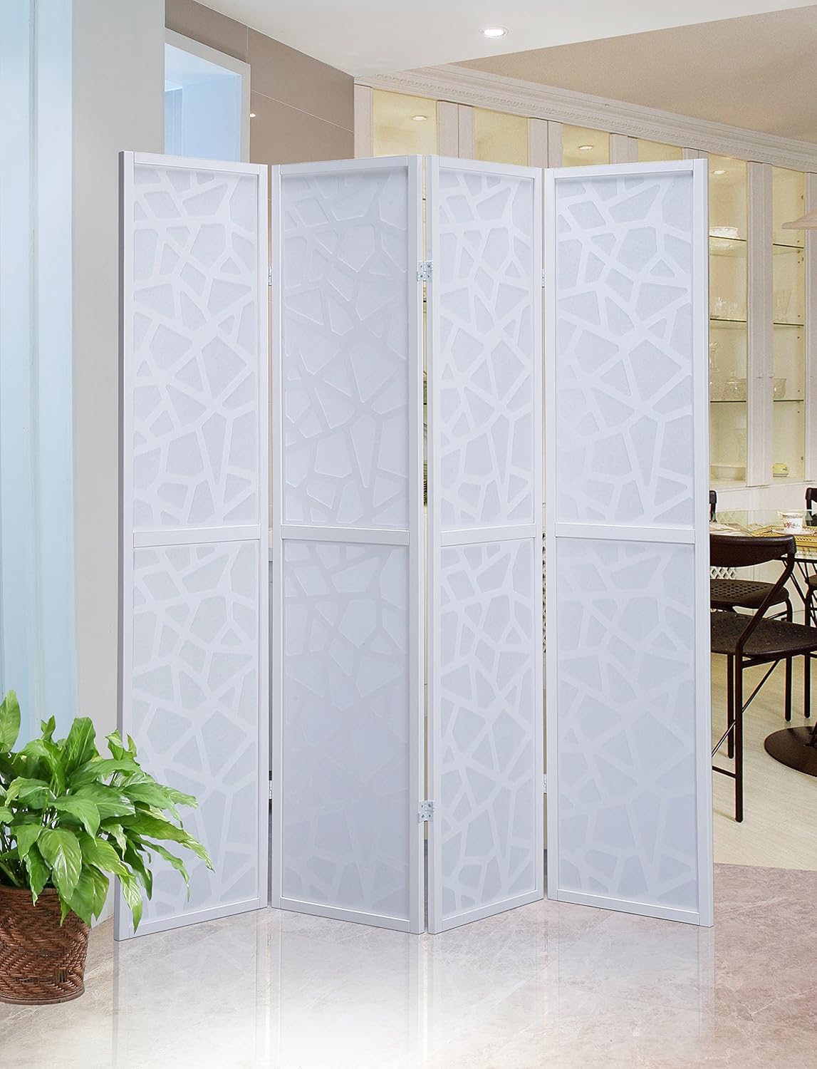 NicBex Room Divider 4 Panel Room Dividers with Paper-Looking Partition Room Dividers and Folding Privacy Screens Wall Divider for Home, Office, Room Separation,70" W x 1" D x 70" H, White