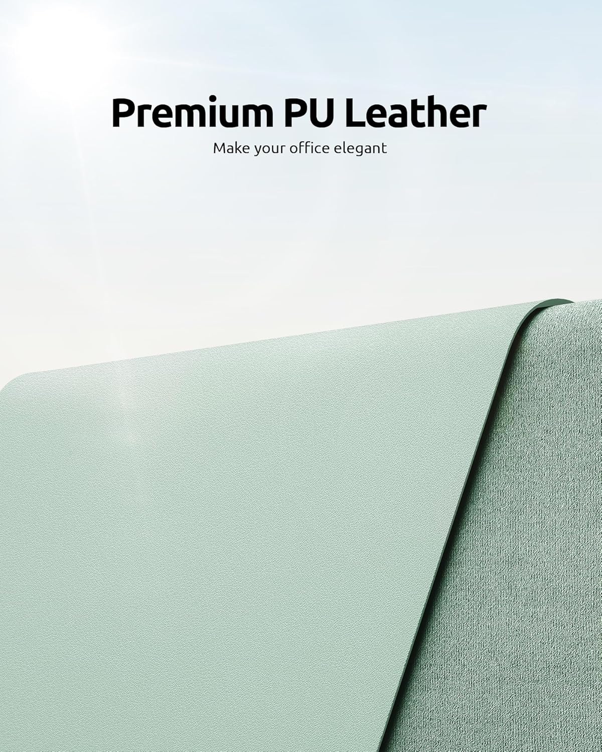 YSAGi Leather Desk Protector, Office Mat, Large Mouse Mat, Non-Slip PU Leather Blotter, Laptop Pad, Waterproof Writing Pad for Office and Home (Pale Green, 31.5" x 15.8")