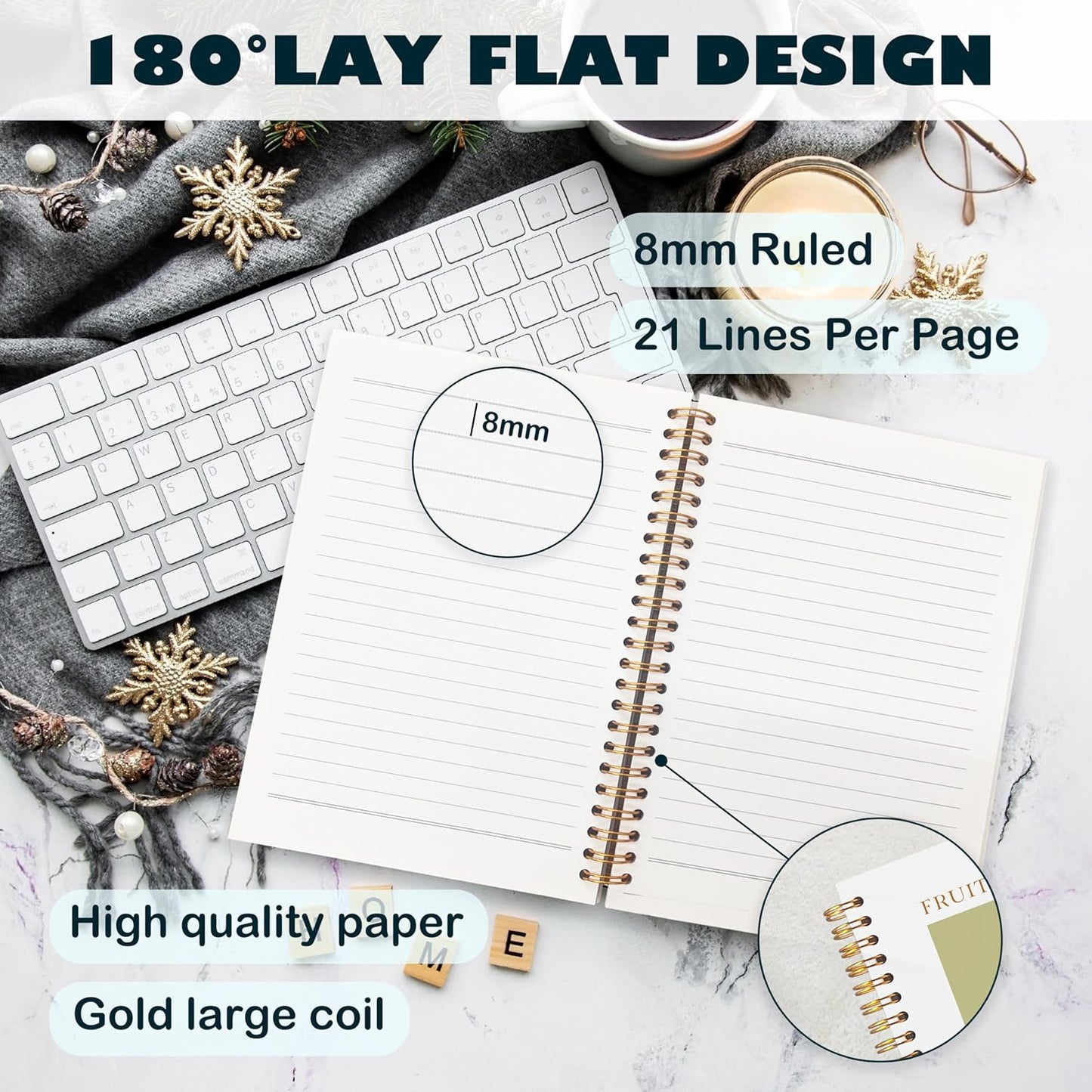 BearCake Bible Notebooks for Note Taking,Bible Journaling Notebook,Christian Notebook Journal,Fruit of the Spirit Kindness Christian Gifts for Women，Spiral Notebook 5.5x8.3