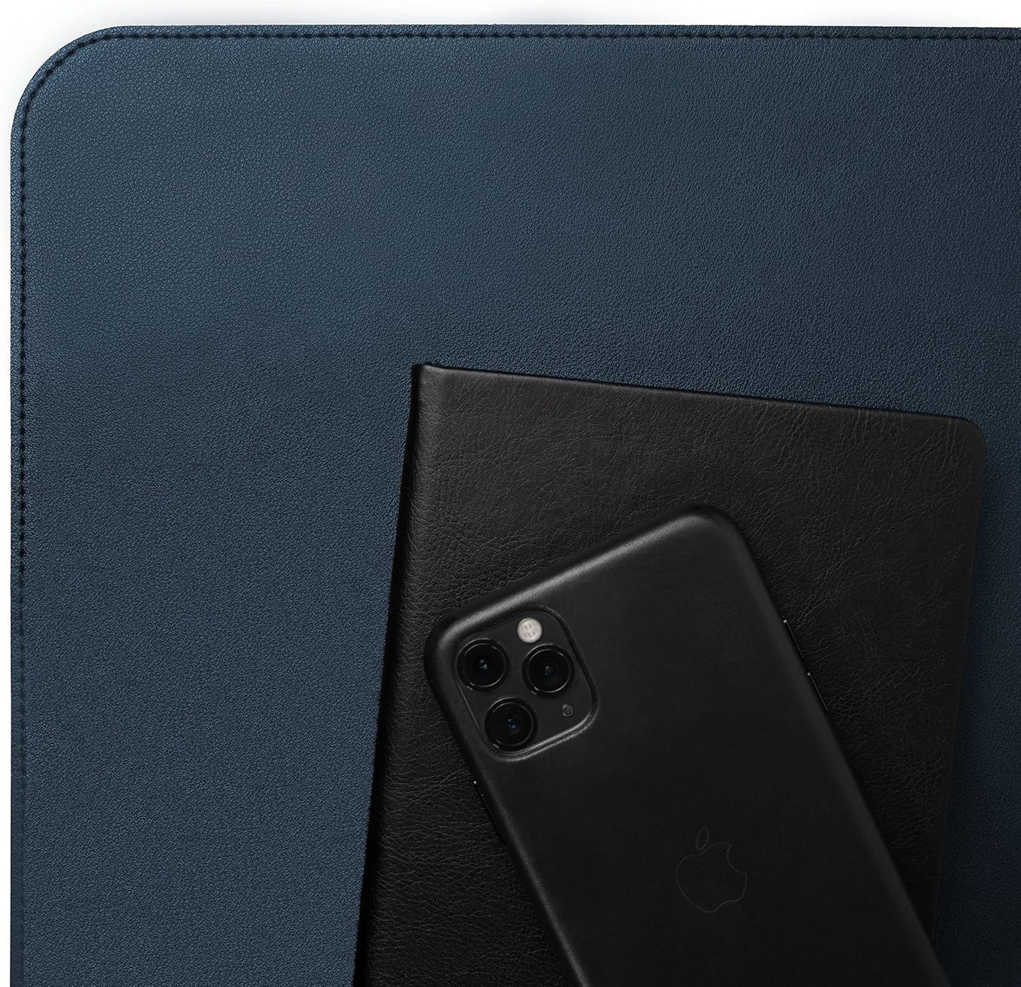 Vine Creations PU Leather Desk Pad, 36" x 20", Non-Slip, Dark Blue