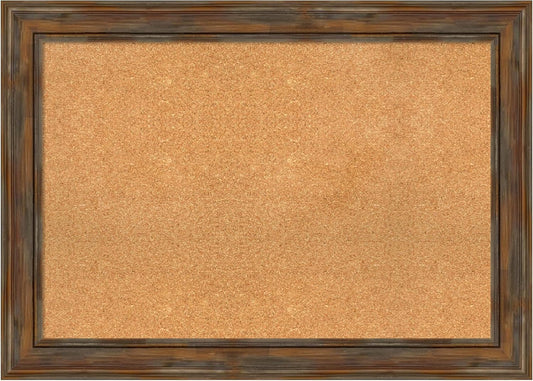 Amanti Art Natural Cork Board for Wall, 30x42 Vision Board with Brown Wood Frame, Large Corkboard Office Decor for Home Organization, Rustic Farmhouse Corkboard Pinboard to display items for home