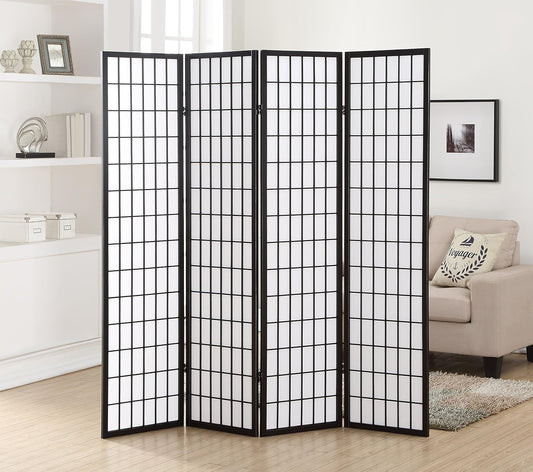 NicBex Room Divider 4 Panel Room Dividers with Oriental Style Partition Room Dividers and Folding Privacy Screens Wall Divider for Home, Office, Room Separation,72" W x 2" D x 72" H, Black