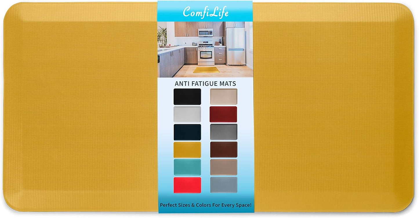ComfiLife Anti Fatigue Floor Mat – 3/4 Inch Thick Kitchen Mats for Floor, Standing Desk Mat, Kitchen Rug – Comfort at Home, Office – Durable – Stain Resistant – Non-Slip Bottom (24" x 70", Mustard)