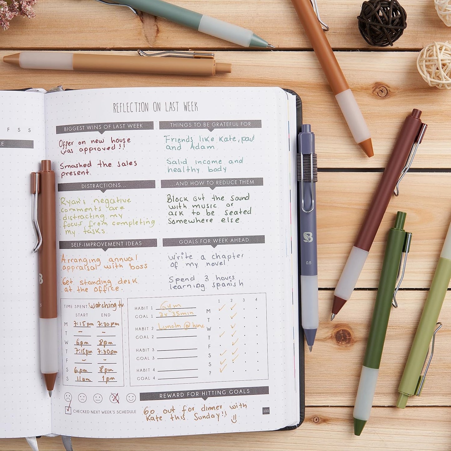 BLIEVE Gel Pens - Earthy, Matte Finish, Smooth Writing, No Bleed - For Journaling, Bible Notes, Drawing - Cute School Supplies, 8 Pack