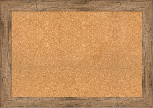 Amanti Art Natural Cork Board for Wall, 30x42 Vision Board with Brown Wood Frame, Large Corkboard Office Decor for Home Organization, Rustic Farmhouse Corkboard Pinboard to display items for home