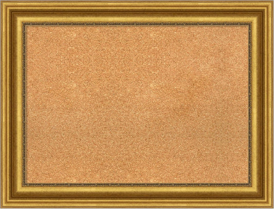 Amanti Art Natural Cork Board for Wall, 26x34 Vision Board with Gold Frame, Medium Corkboard Office Decor for Home Organization, Traditional Corkboard Pinboard to display items for home organization