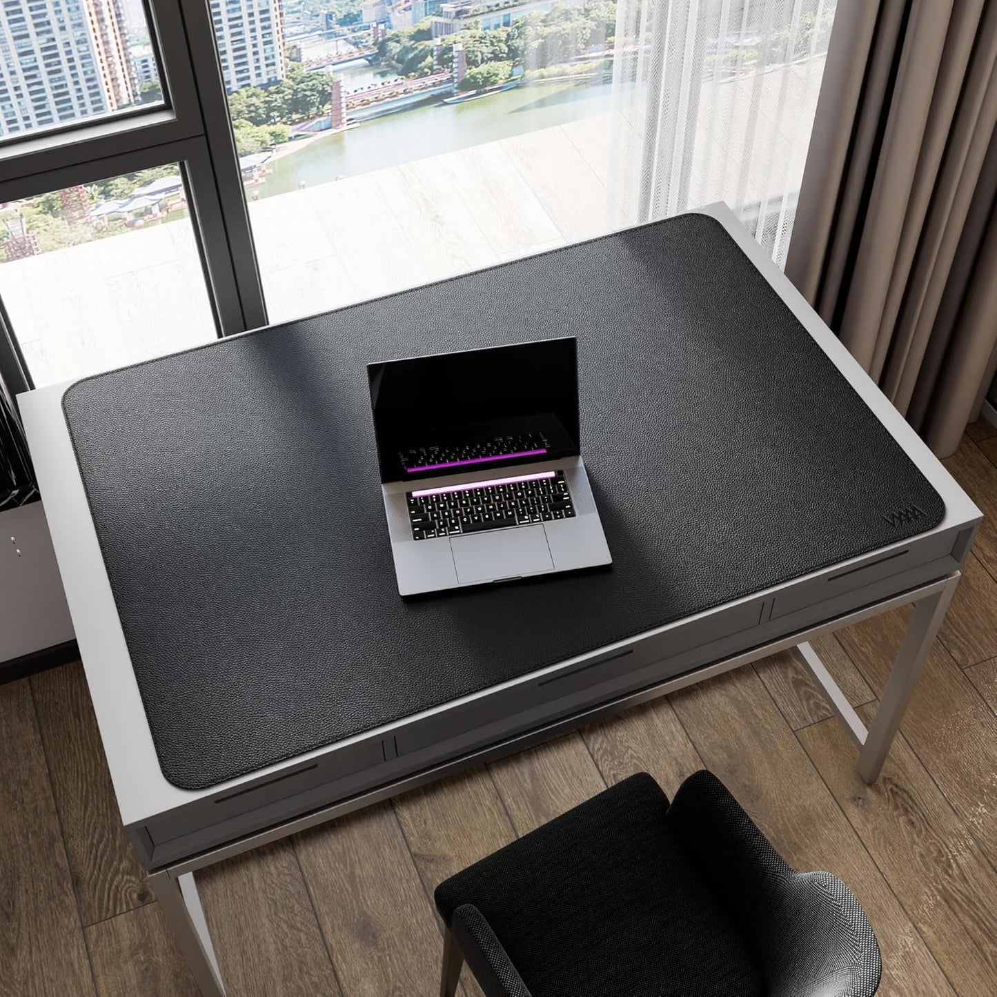 Vyaaa 47.2"x31.5" PU Leather Large Desk Mat (Black) - XXL Extended Mouse pad, Office Desk Protector, Non-Slip Computer Desk pad for Office, Gaming, Home