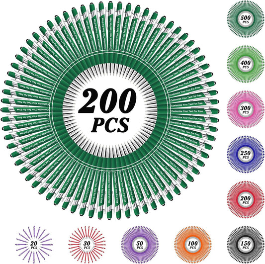 Max 500 Pcs Personalized Pens Bulk, Custom Pens with Free Engraving, Customized Stylus Tip Ballpoint Pen with Your Name Massage Text for School Office Business Graduation Anniversaries-200 Packs