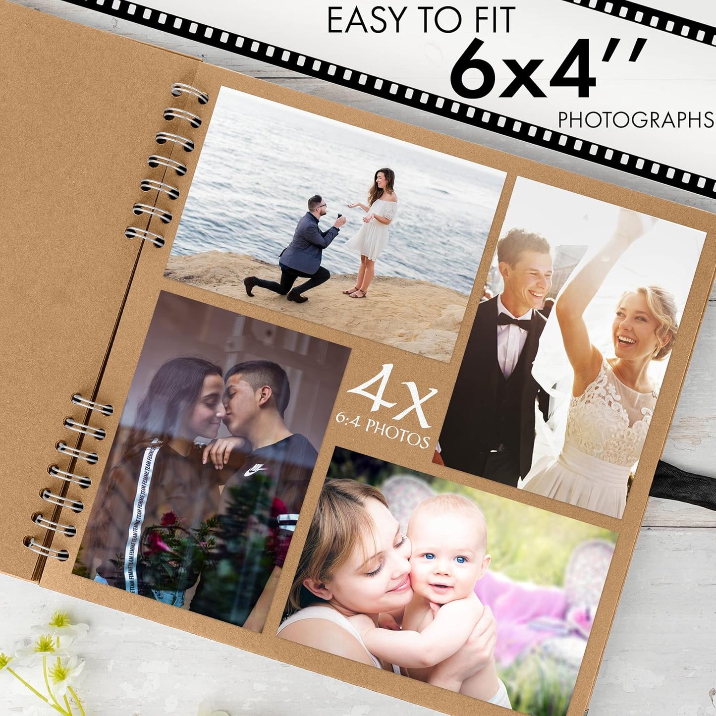 Bstorify Large Scrapbook, 11 x 11 inch, 40 Sheets (80 Pages) Brown Thick 200 GSM Kraft Paper, Memory Book, Ribbon Closure - Ideal for Your Scrapbooking, Art & Craft Projects