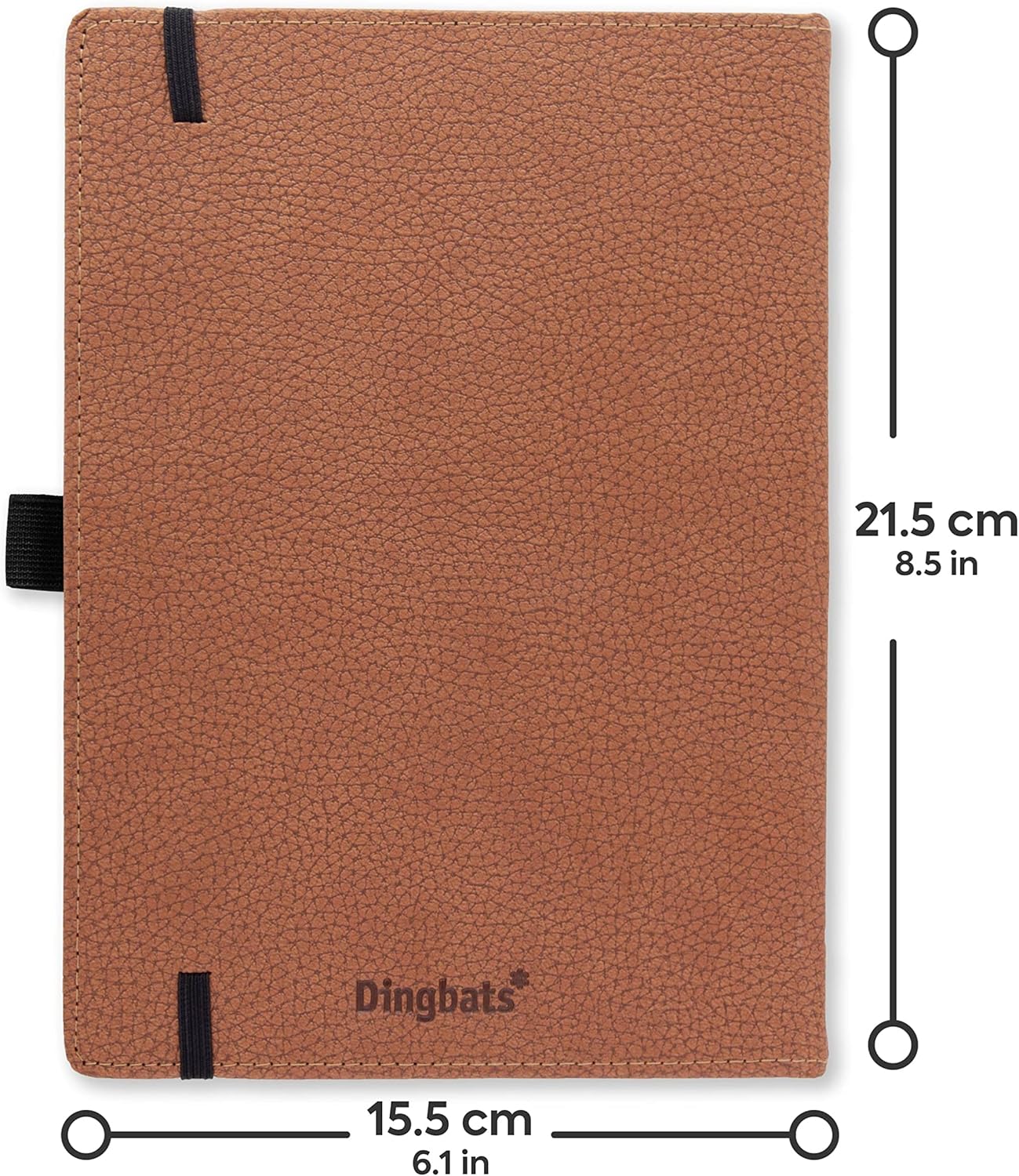 Dingbats* Wildlife Grid Writing Journal Notebook A5 - Vegan Leather Hardcover - Ideal for Work, Travel - Pocket, Elastic Closure, & Bookmark