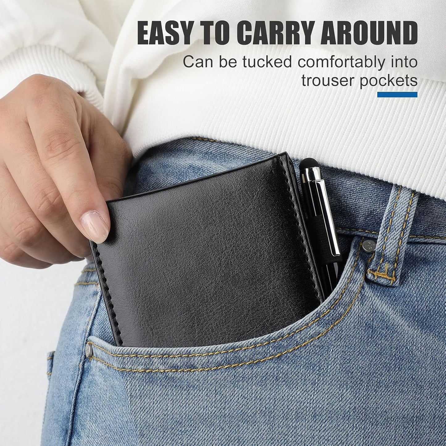 Outus 10 Pcs Pocket Notebook with Pen Set Included Mini Pocket Notepad Holder with 50 Lined Sheets, Metal Pen, 8 Pcs 3 x 5 Inch Memo Book Refills, 30 Lined Paper Per Note Pad (Black)