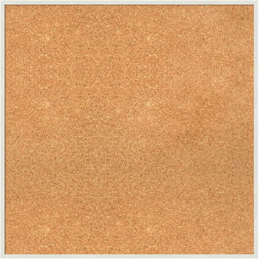 Amanti Art Natural Cork Board for Wall, 25x25 Vision Board with White Frame, Medium Corkboard Office Decor for Home Organization, Modern Corkboard Pinboard to Display Items for Home Organization in