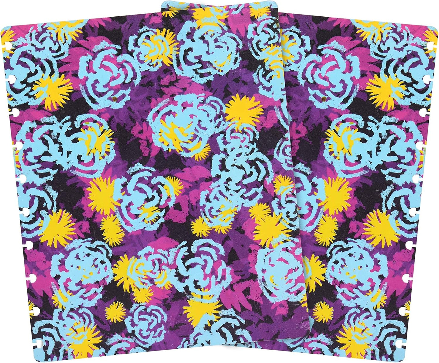 Talia Discbound Notebooks, Planner, Customizable, (xFunky Floral w/BBQ Mustard Discs, Midsize (7.5in x 9.75in))