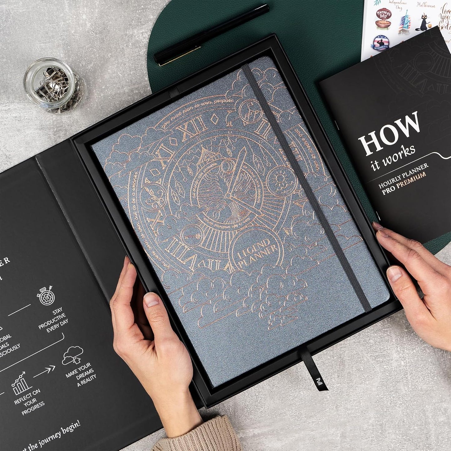 Legend Planner PRO Premium – Large Undated Weekly, Monthly & Budget Planner with Habit Tracker – Life Organizer for Time & Task Management, Goal Setting & Productivity – A4 size (Mystic Gray)