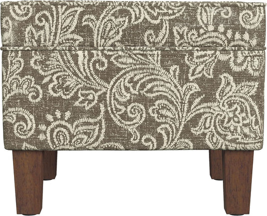 Home Decor | Dinah Collection Modern Storage Ottoman | Ottoman with Storage for Living Room & Bedroom(Brown Jacobean Print)