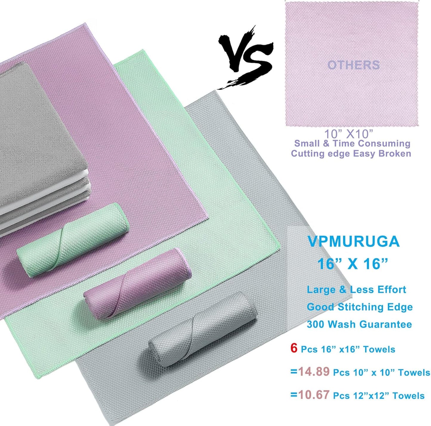 Nano Streak Free Magic Microfiber Cleaning Cloths Easy Clean Nanoscale,Fish Scale Window Mirror Glass Car Stainless Steel Cleaning,Lint Free Dish cloth Wine Glass Polishing Towel,Reusable,Pack 6,Mix