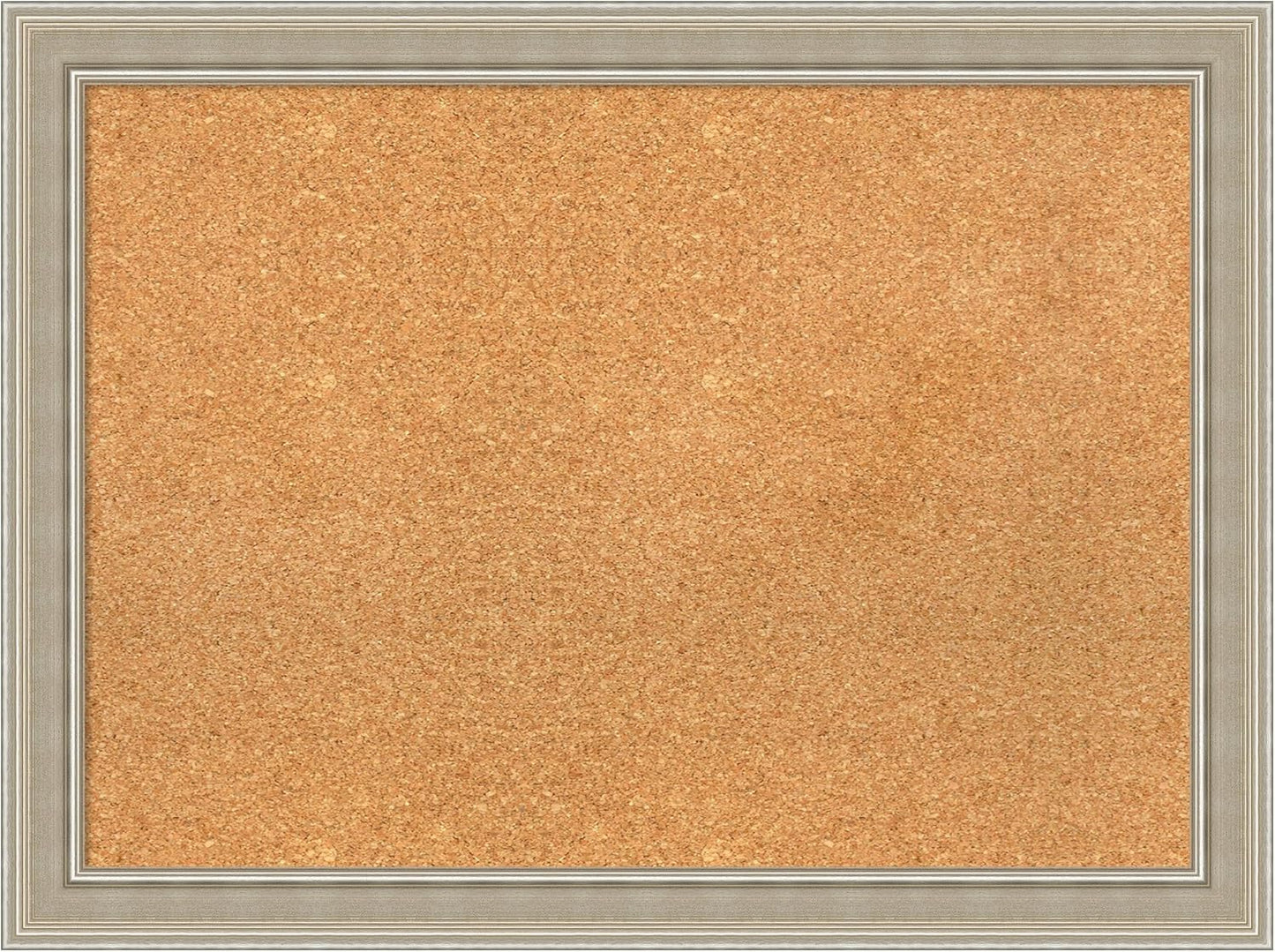 Amanti Art Natural Cork Board for Wall, 24x32 Vision Board with Silver Wood Frame, Medium Corkboard Office Decor for Home Organization, Modern Contemporary Corkboard Pinboard to display items for home