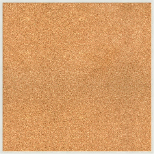 Amanti Art Natural Cork Board for Wall, 27x27 Vision Board with White Frame, Large Corkboard Office Decor for Home Organization, Modern Corkboard Pinboard to Display Items for Home Organization in