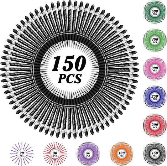 Max 500 Pcs Personalized Pens Bulk, Custom Pens with Free Engraving, Customized Stylus Tip Ballpoint Pen with Your Name Massage Text for School Office Business Graduation Anniversaries-150 Packs