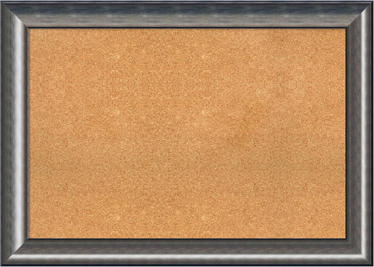 Amanti Art Natural Cork Board for Wall, 30x42 Vision Board with Silver Wood Frame, Large Corkboard Office Decor for Home Organization, Casual Corkboard Pinboard to Display Items for Home Organization