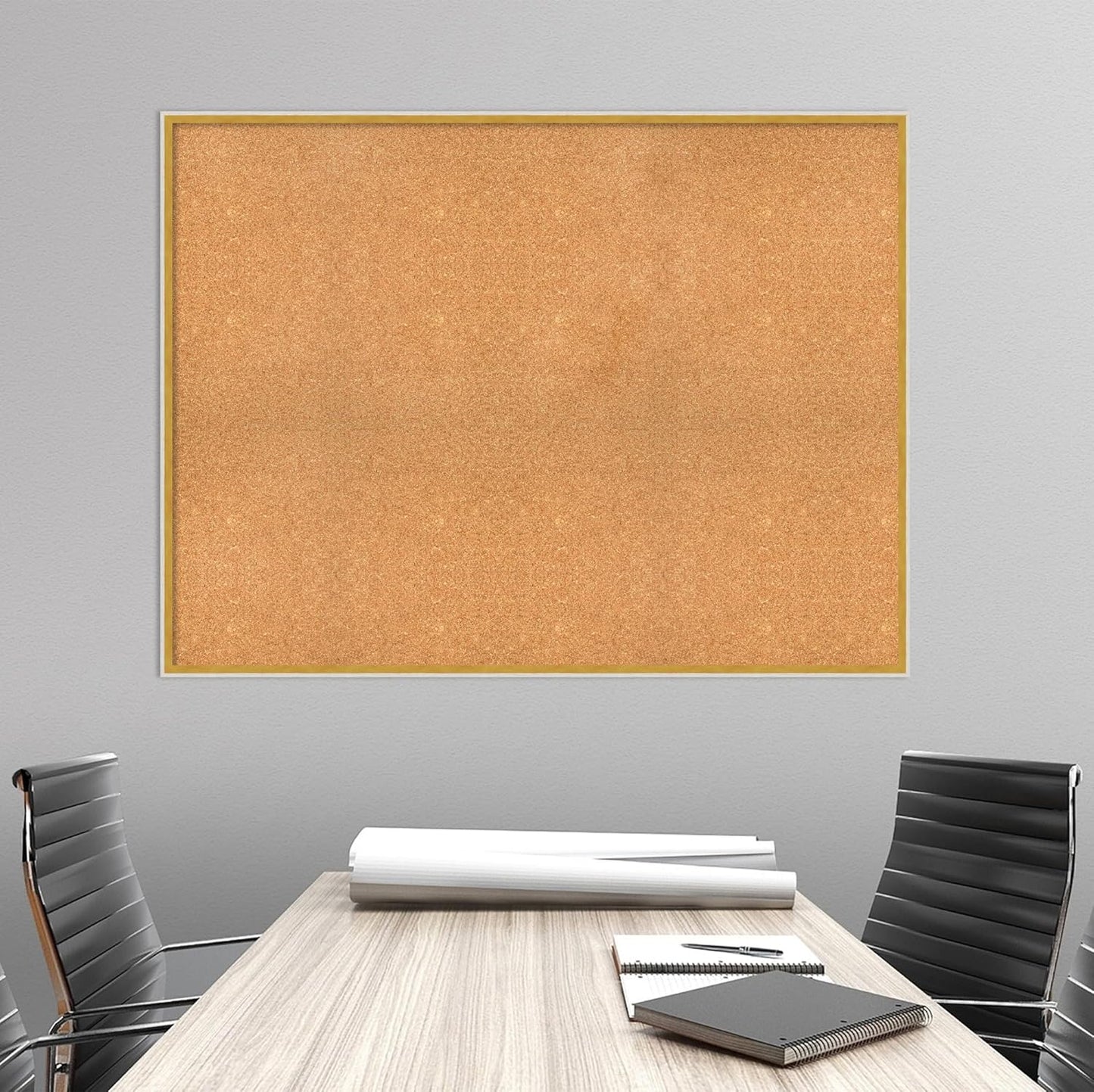 Amanti Art Natural Cork Board for Wall, 37x49 Vision Board with White Frame, Oversize Corkboard Office Decor for Home Organization, Modern Corkboard Pinboard to Display Items for Home Organization in