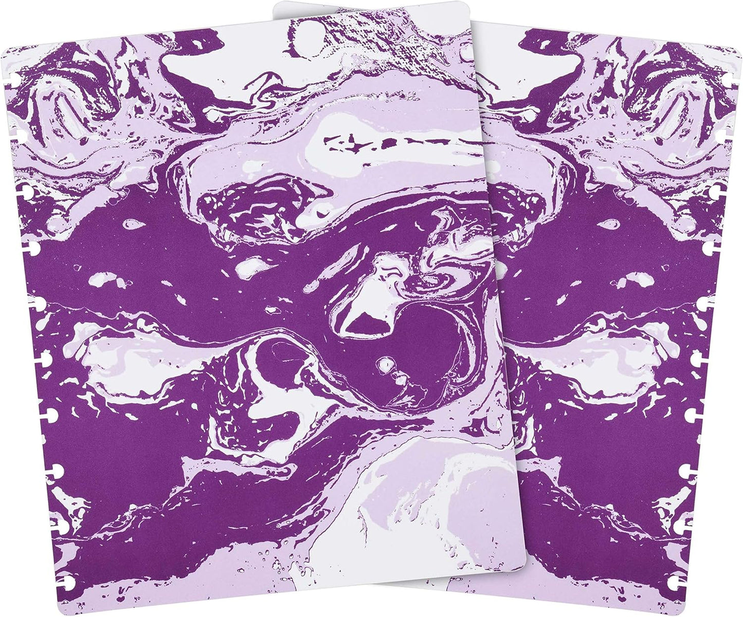 Talia Discbound Notebooks, Planner, Customizable, (Purple Marble Flow w/Strong Purple Discs, Midsize (7.5in x 9.75in))
