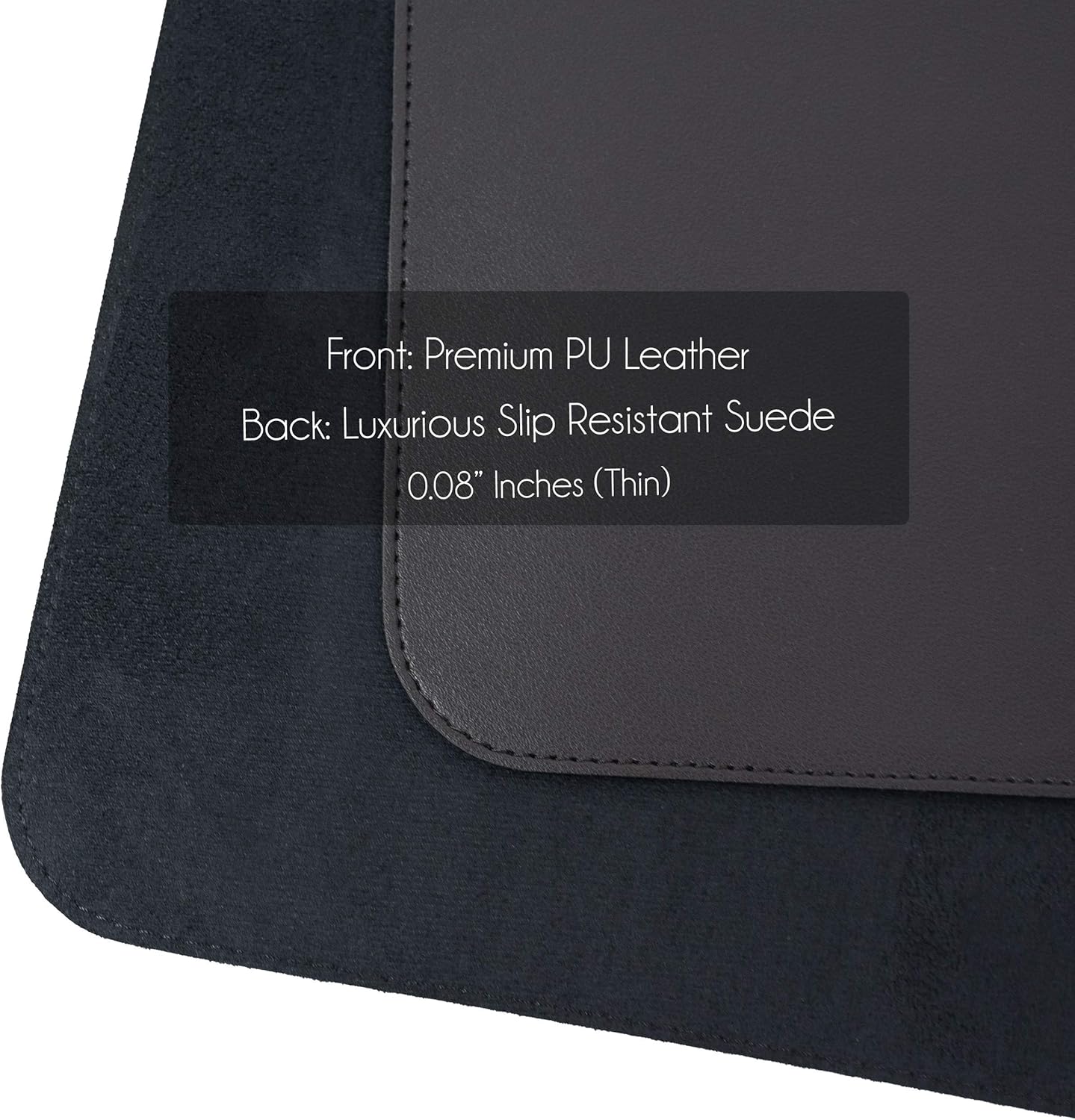 Vine Creations Leather Desk Mat Large 44" x 22", Desk Protector Mat, PU Leather Desk Pad, Non-Slip Large Mouse Pad, Desk Blotter, Desk Pads on Top of Desks, Home Office Desk Matt for Desktop (Black)