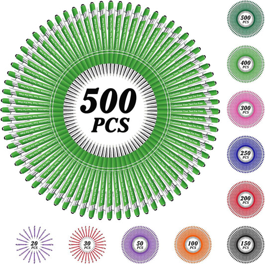 Max 500 Pcs Personalized Pens Bulk, Custom Pens with Free Engraving, Customized Stylus Tip Ballpoint Pen with Your Name Massage Text for School Office Business Graduation Anniversaries-500 Packs