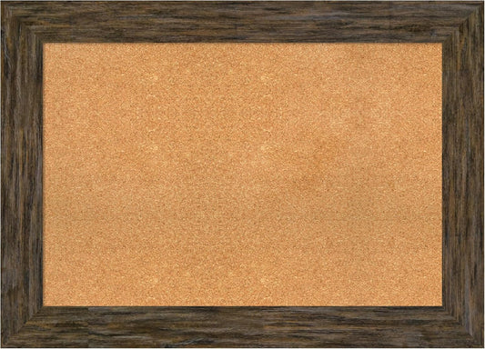 Amanti Art Natural Cork Board for Wall, 31x43 Vision Board with Brown Wood Frame, Large Corkboard Office Decor for Home Organization, Rustic Farmhouse Corkboard Pinboard to display items for home