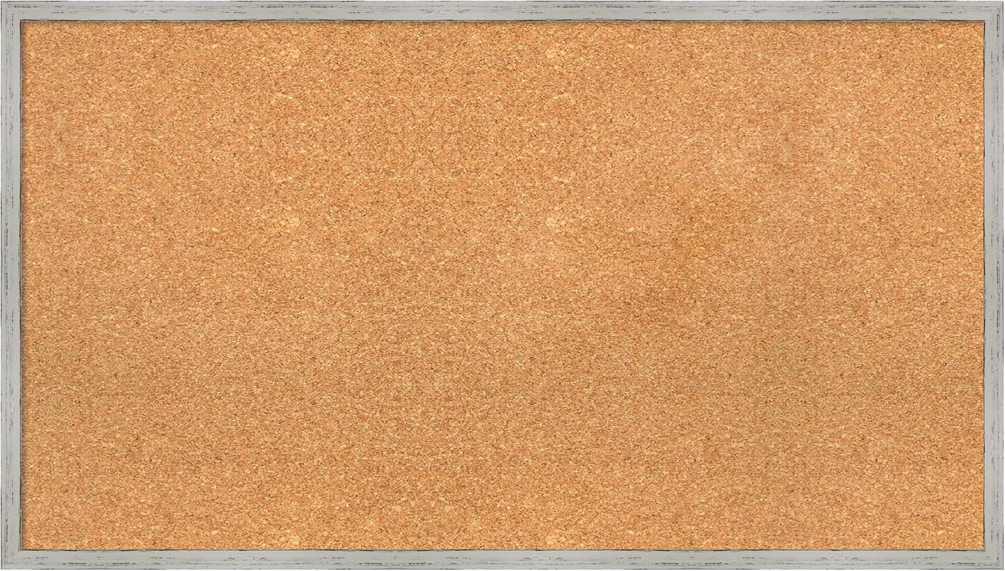 Amanti Art Natural Cork Board for Wall, 21x37 Vision Board with White Frame, Large Corkboard Office Decor for Home Organization, Cottage Corkboard Pinboard to Display Items for Home Organization in