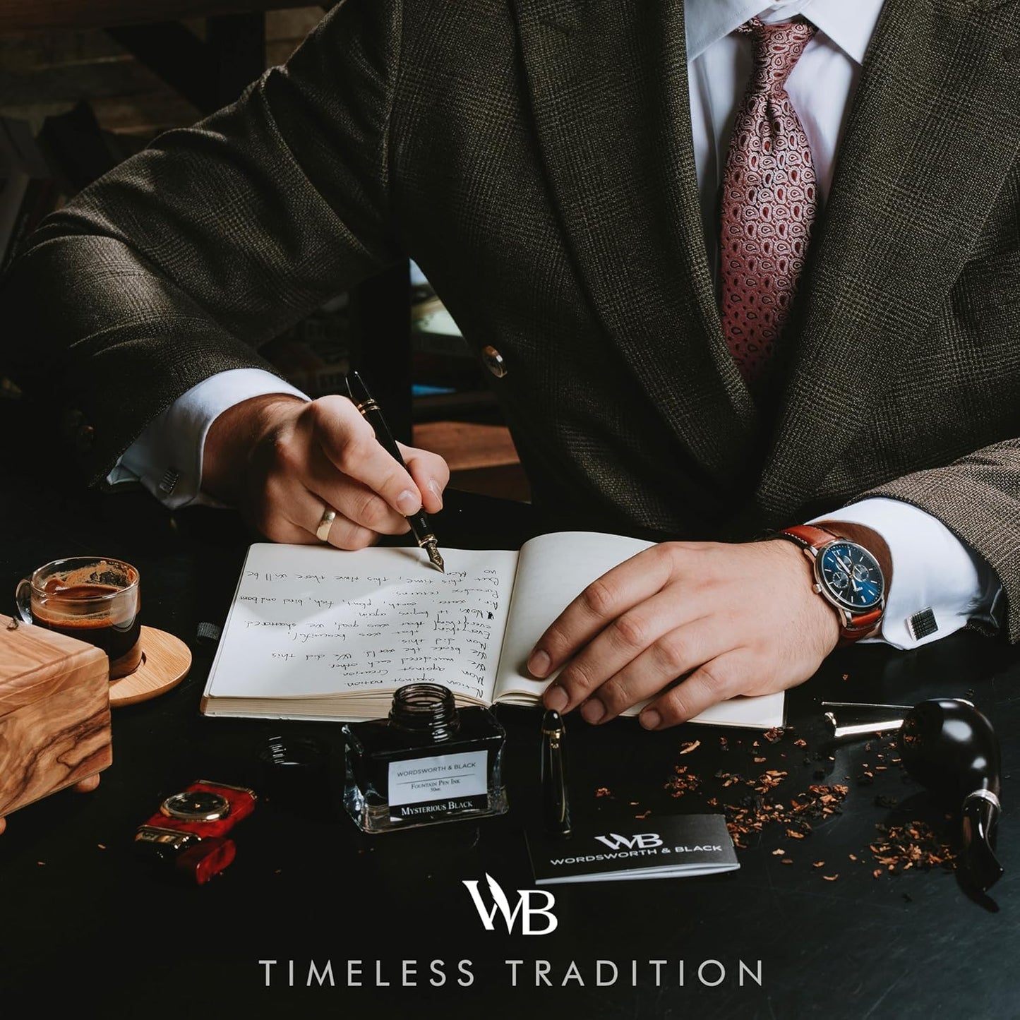 Wordsworth & Black Majesti Fountain Pen-(Black), Luxury Case, Gold Finish; 18K Gilded Medium Nib- Ink Cartridges, Refillable Ink Converter-Calligraphy Pen-Best Business Gift Set for Men & Women