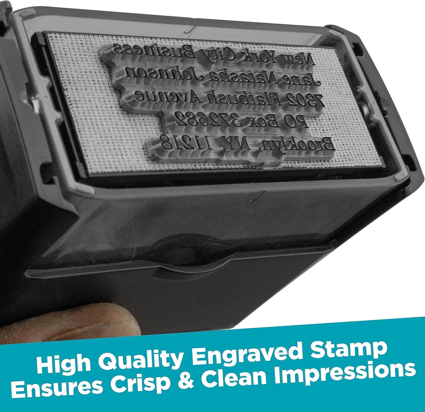 MaxMark Customized Self Inking Stamp - Up to 4 Lines of Text - Medium Size - Choose from 15 Ink Colors