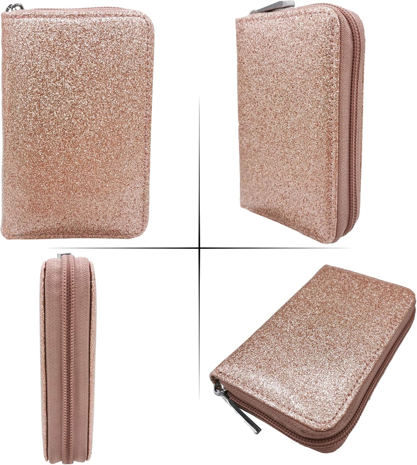 Easyoulife Genuine Leather Credit Card Holder Zipper Wallet With 26 Card Slots