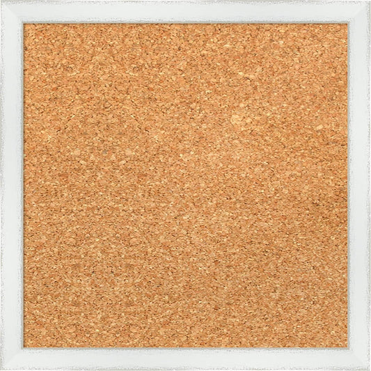 Amanti Art Natural Cork Board for Wall, 13x13 Vision Board with White Frame, X-Small Corkboard Office Decor for Home Organization, Country Rustic Corkboard Pinboard to Display Items for Home