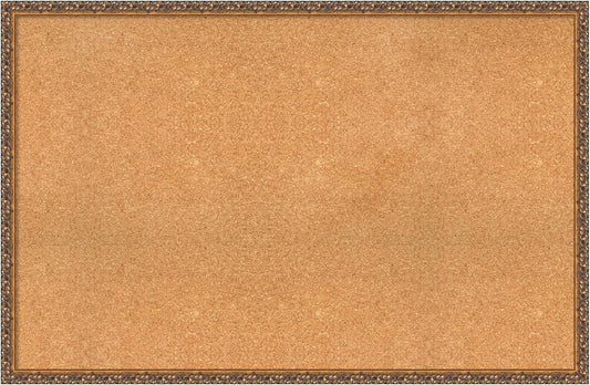 Amanti Art Natural Cork Board for Wall, 30x46 Vision Board with Bronze Frame, Oversize Corkboard Office Decor for Home Organization, Traditional Corkboard Pinboard to Display Items for Home
