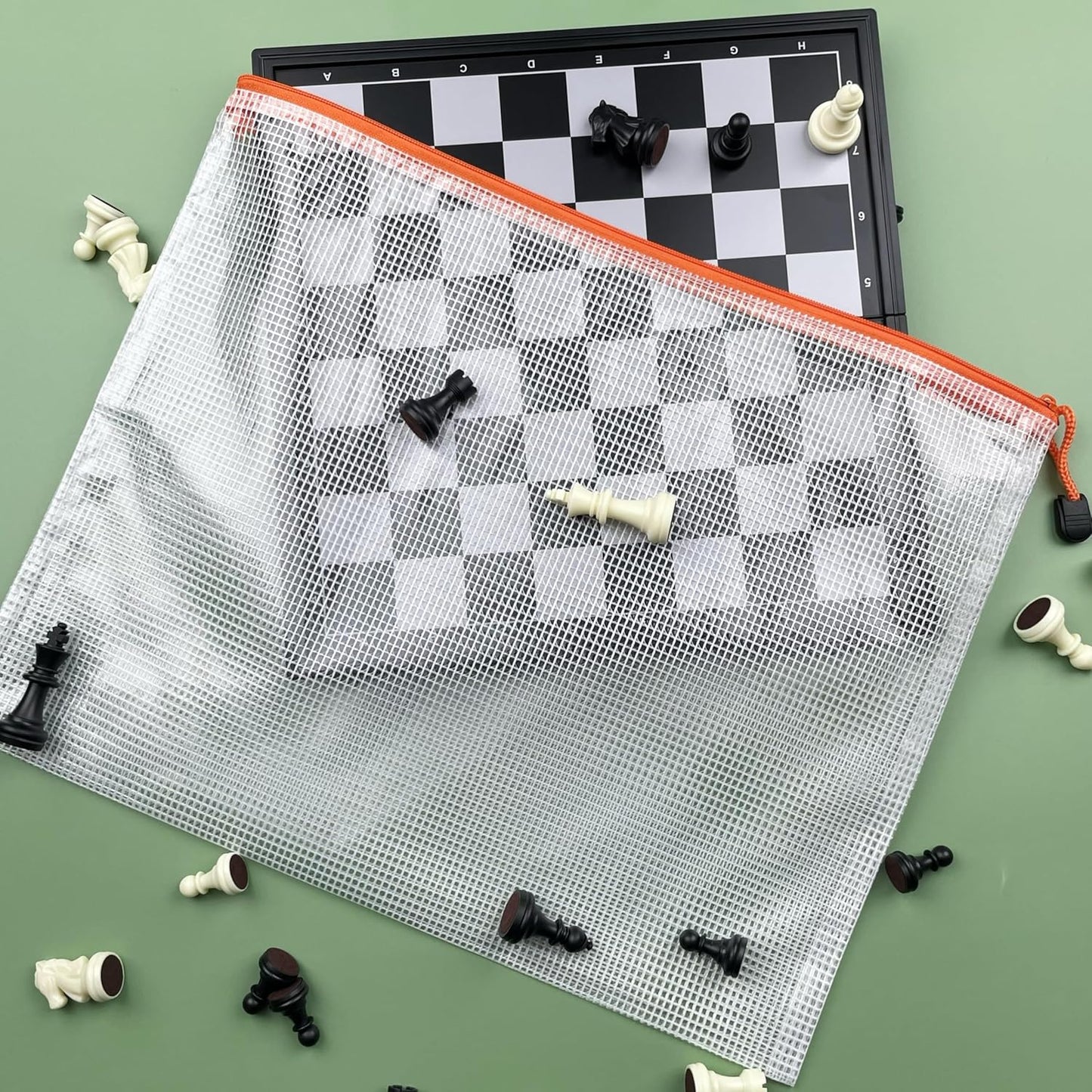 Oaimyy-16 PCS-9 x 12 inches-Mesh Zipper Pouch, Plastic Zip File Folders Puzzle Bags for Organizing,for Office Supplies,Travel,Home Storage-Multicolor