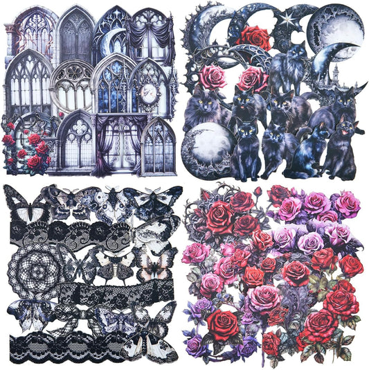 Dark Fantasy Gothic Sticker Set, 80PCS Vintage Cardstock Stickers for Scrapbooking, Journaling, DIY Crafts, Planners, and Gift Decoration