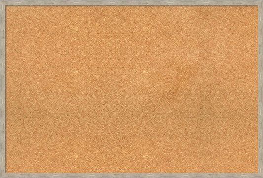 Amanti Art Natural Cork Board for Wall, 25x37 Vision Board with Silver Wood Frame, Large Corkboard Office Decor for Home Organization, Modern Contemporary Corkboard Pinboard to display items for home