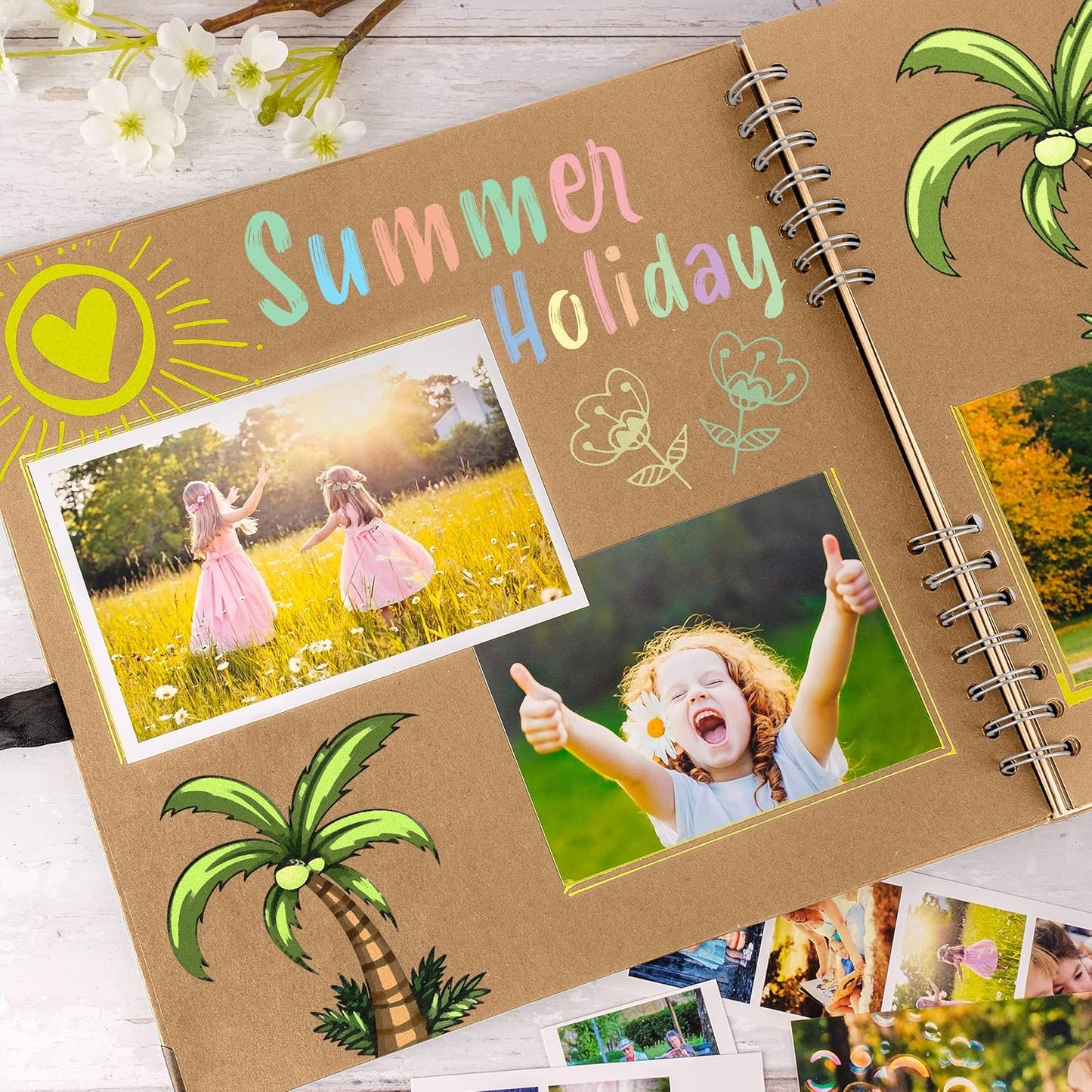 Bstorify Large Scrapbook, 11 x 11 inch, 40 Sheets (80 Pages) Brown Thick 200 GSM Kraft Paper, Memory Book, Ribbon Closure - Ideal for Your Scrapbooking, Art & Craft Projects