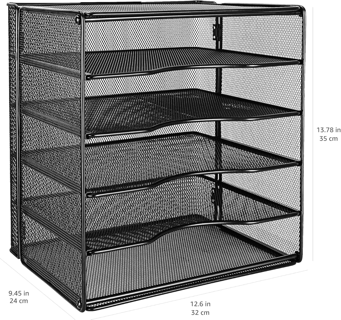 Amazon Basics 5 Slot Desk Rectangular Organizer Tray, Black, 13.6 x 9.5 x 12.8 inch