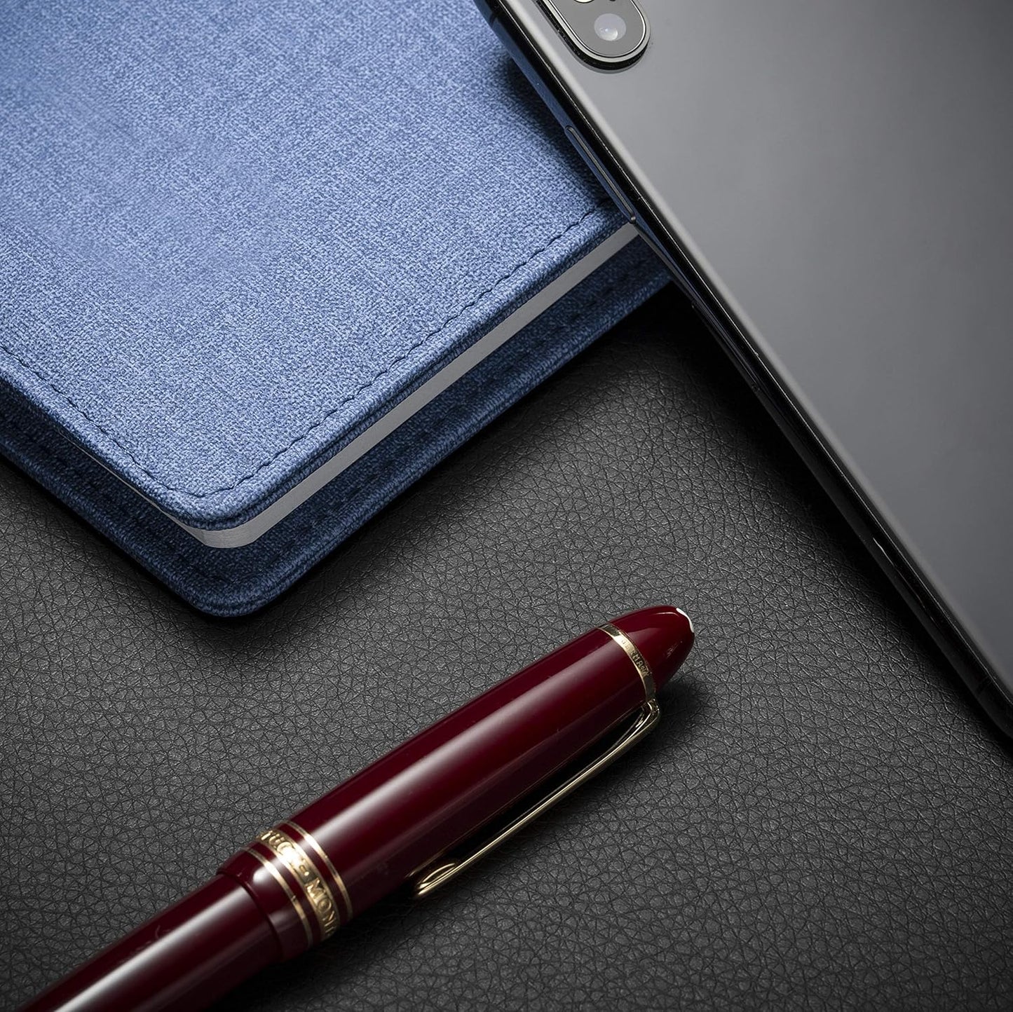 Nekmit Leather Desk Blotter Pad 17 x 12 Inches, Flat, Non-Slip, Waterproof, Black