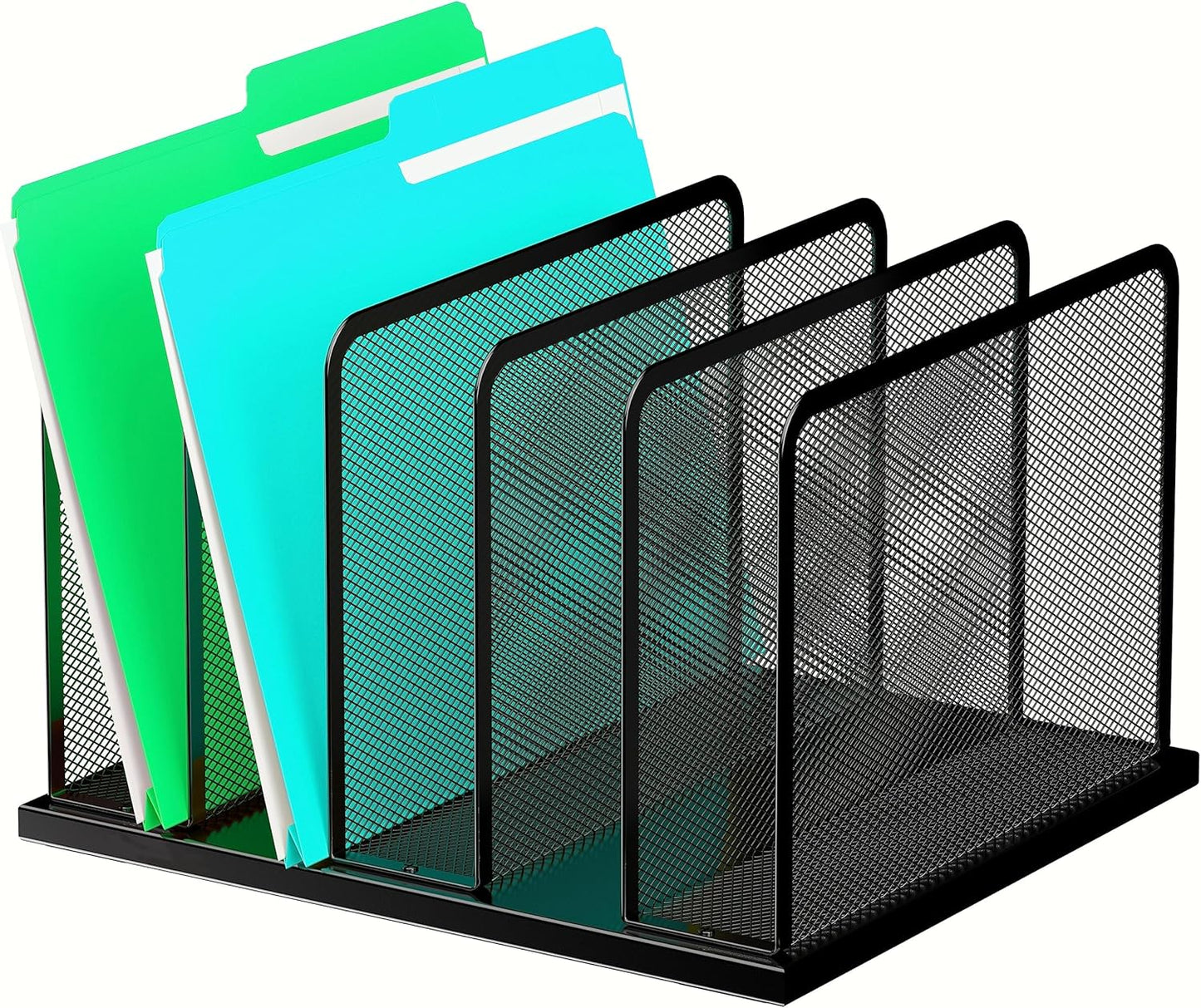 Kuntine.B Desk File Organizer 5 Sections Upright Mesh Desktop Organizer File Sorter Office Organization File Holder for Home, Office & Classroom