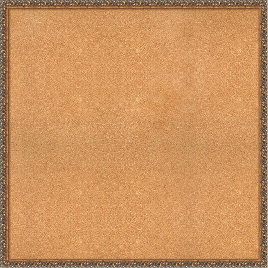 Amanti Art Natural Cork Board for Wall, 36x36 Vision Board with Bronze Frame, Oversize Corkboard Office Decor for Home Organization, Traditional Corkboard Pinboard to Display Items for Home